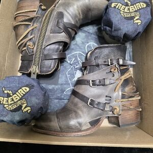 Freebird by Steven Distressed Leather Ankle Boots